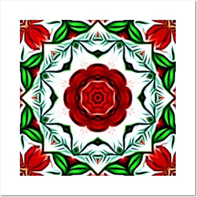 Red and Green Christmas Pattern Number 5 Wall Art by BubbleMench